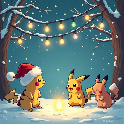 Create an image of a Christmas invitation that contains the following message:
 You are cordially invited
Sunday ,  December 1, 2024
Turning on the Christmas lights

I HOPE YOURE MISSING :

 Pokémon the one thats missing
Otaku the one that is missing
Sushi...