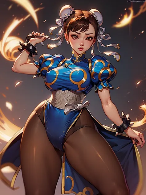 Girl, 12, Mongolian, Chun Li Outfit, Muscular, Leotard