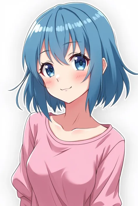 a cartoon girl with blue hair and a pink shirt, an anime drawing inspired by Rei Kamoi, pixiv, shin hanga, humanoid pink female squid girl, anime girl named lucy, rimuru, haruno sakura, cel shaded anime, anime vtuber full body model, anime style character,...