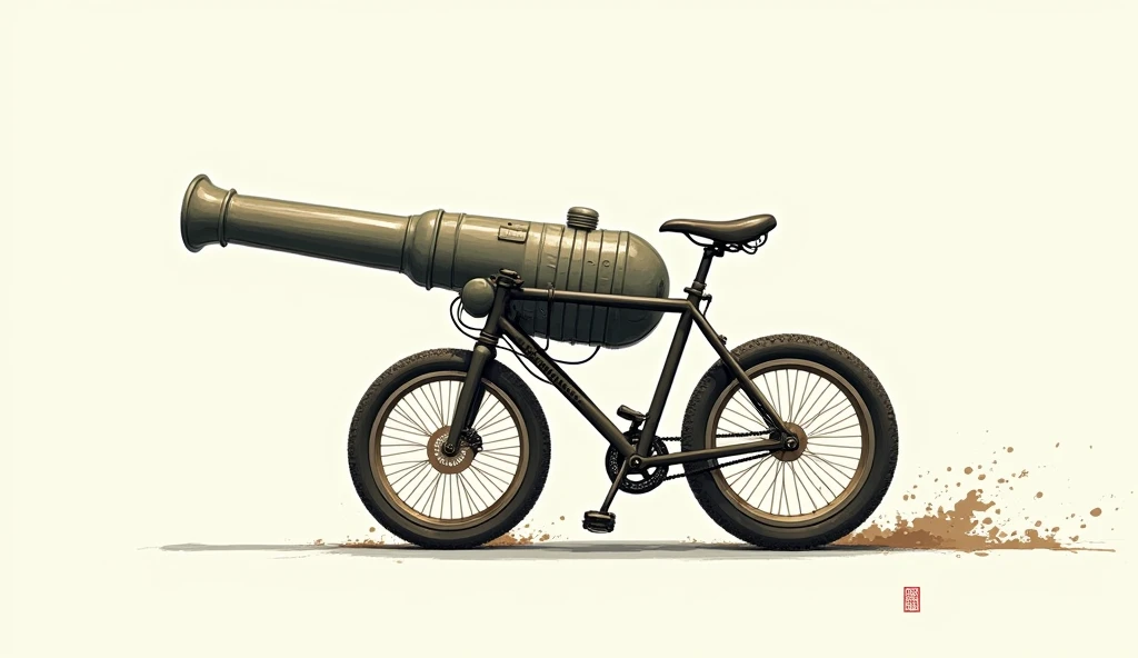 Cannon ride a s push bike 2d side view