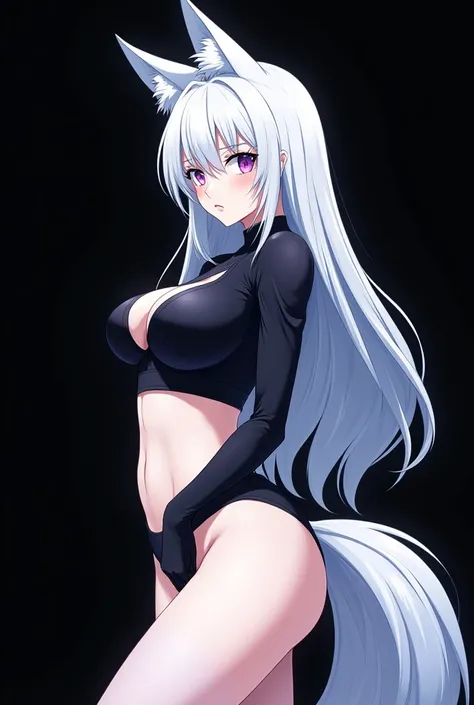 Best quality, High accuracy, Great job, precise, High resolution, sexy mature anime woman, masterpiece, best quality, big breasts, ((no jewelry)), ((bare neck)), ((no necklace),, ((no collar)), perfect hair, long white hair, street clothes, white fox ears,...