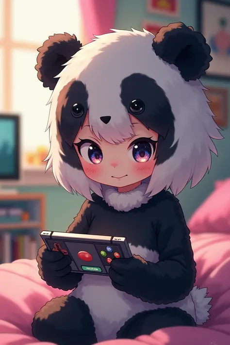 Une fille panda anime gameuse 