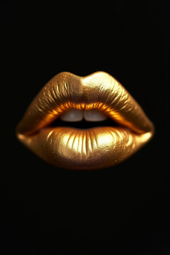 Closeup of a miniature golden lip, glamour 