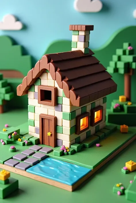 Build me a Minecraft house cake