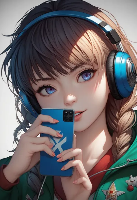 anime girl with headphones and backpack looking at a cell phone, anime style 4 k, alice x. zhang, digital anime art, nightcore, digital anime illustration, anime styled digital art, anime art wallpaper 4k, anime art wallpaper 4 k, anime artstyle, anime dig...