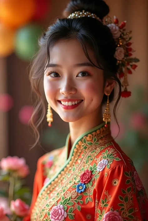 Thai woman in birthday dress