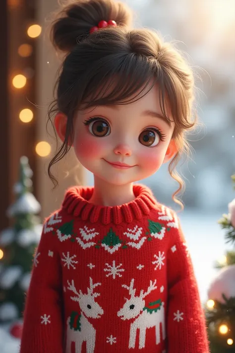 A girl wearing Christmas Sweater