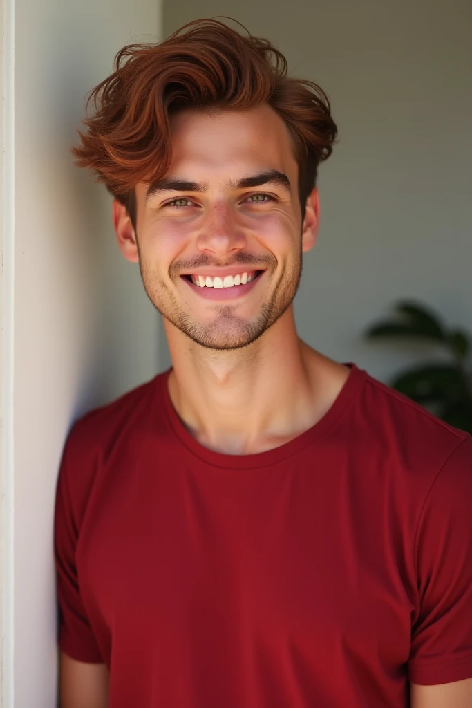 A handsome guy with red tea shirt 