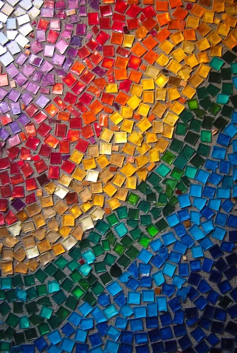 Mosaic Art、50 pixels on 4 sides 、 dont use the same color 、 dont arrange similar colors、Shine、