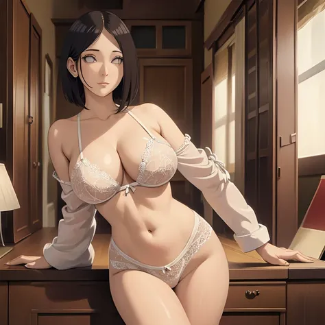 Masterpiece, High Resolution, Best Quality, Super Detailed, Large breasts, Cleavage, Full Body, lingerie