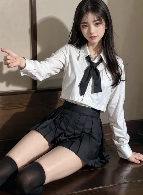 arafed asian woman in a skirt and a white shirt posing for a picture, japanese school uniform, japanese girl school uniform, wearing japanese school uniform, young gravure idol, realistic young gravure idol, young pretty gravure idol, Seifuku, cute schoolg...