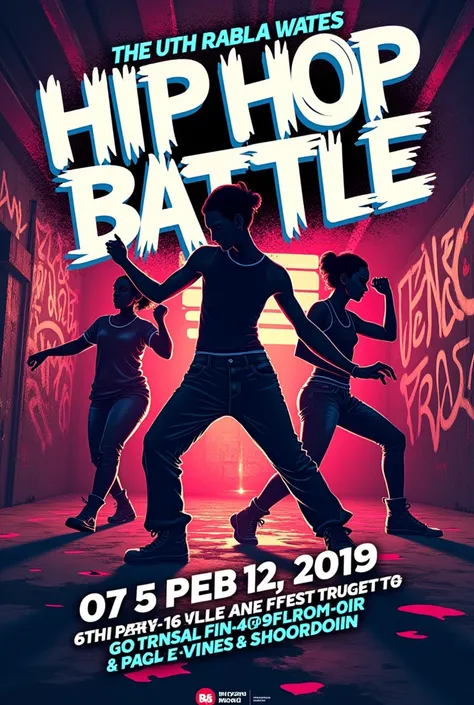 Generate this - **Poster Design:** Vibrant neon colors with graffiti-style fonts, showcasing dancers in motion.  
  - Key details: December 8, MCCNHS ANNEX GYM, Rhythm Rebellion: The Ultimate Hip-Hop Battle, and prizes was the trophy of Rebellion.  
- **So...