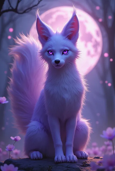 Un kitsune a 9 queues au couleur violet