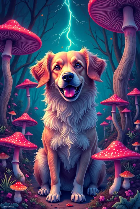  dog. mushroom. psychedelic 