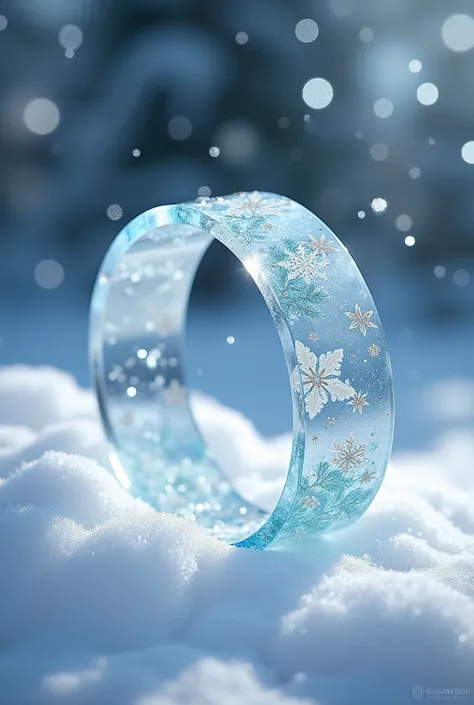 Resin bracelet with Christmas snow theme