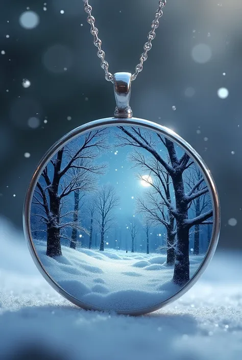 Resin necklace with Christmas snow theme