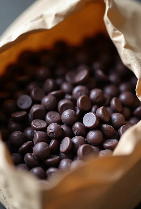 black chocolate chips with in shoper bag