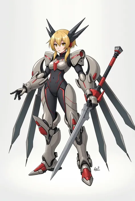  measurements,  masterpieces ,  ultra high definition ,  Cartoon image of female anime character with sword ,  Concept art inspired by Li Chevy Bracket, Pixie,  Art of Self-Destruction , Symphogre,  Vulkyrie Mechanic Girl,  Anime Manga Robot !!  Anime Girl...