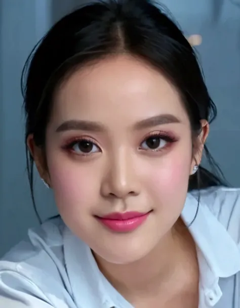 a close up of a woman with ผมสีดำ,wearing a pink dress,  Rosanne Park of Blackpink, ผิวโทนpinkพาสเทล,  with glazed tile skin , Josie of blackpink ,  สาวpink, Korean girl,  beautiful South Korean girl, pink,  Belle Delphine  , pinkพาสเทล, ผิวpinkเรียบเนียน,...