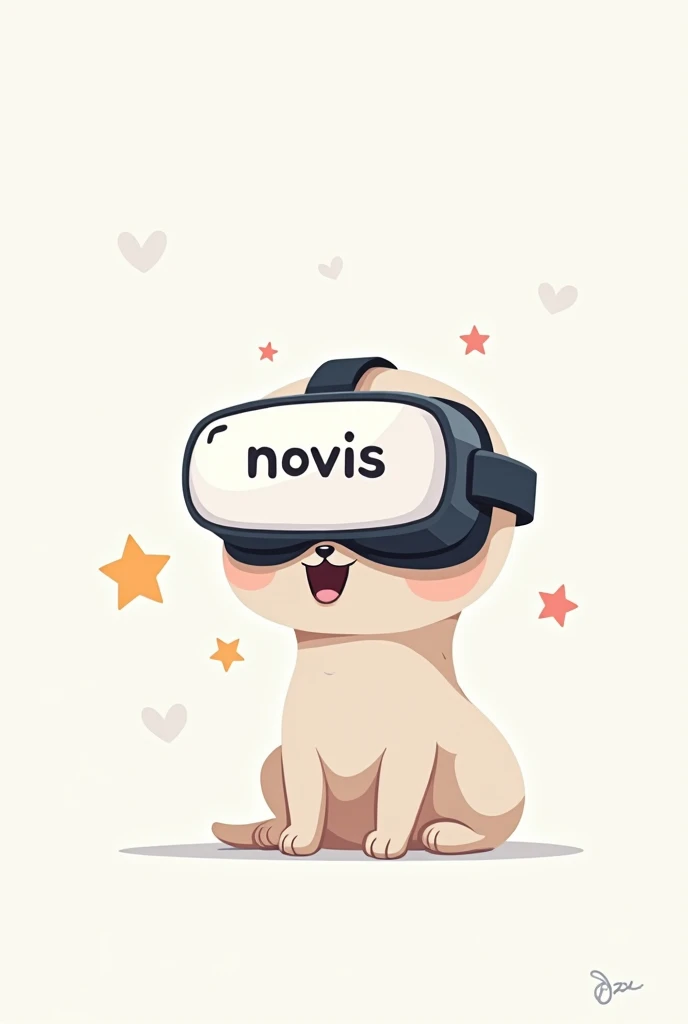 Make a 1D cartoon image of a white oculus headset with the word “Novis” on it