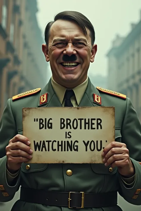 Adolf Hitler LGBT with a sign that reads " Big Brother Is Watching You "