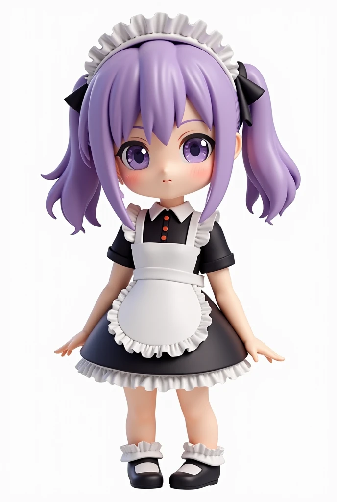 SD Character,Im dressed as a maid with a dolls whole body, ４Head size,Full body showing up to the feet ,  purple hair in Good Smile Company anime style , The photo is、Shi Tao,   has become a hot topic in the CG Society , Neo-Dada, from   Arknights , style ...