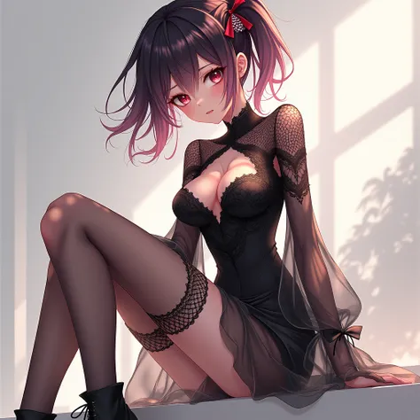 anime girl lace fishnet legs hands shoes