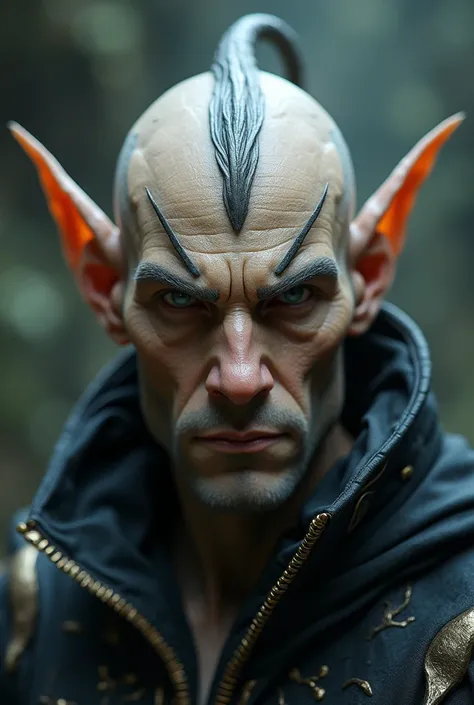 Man with pointed ears and eyebrows