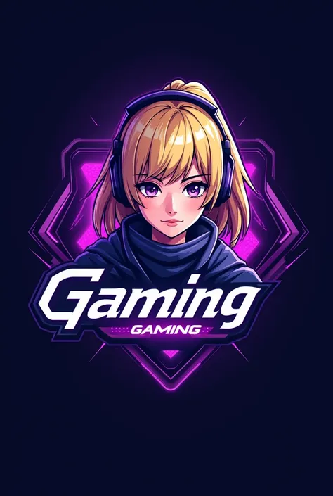  Heres a message for your gaming logo :

" Design an elegant and dynamic gaming logo for Blue Gaming .  The logo should include an anime-inspired character girl, cabello amarillo, ojo morado neo, purple color,  The character must have a confident attitude ...