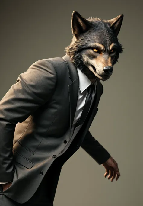 werewolf、in a suit、 Simple Background ,  high definition model,