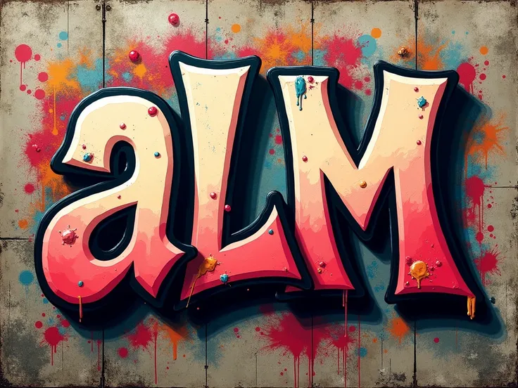 write "A.L.M" in graffiti style art