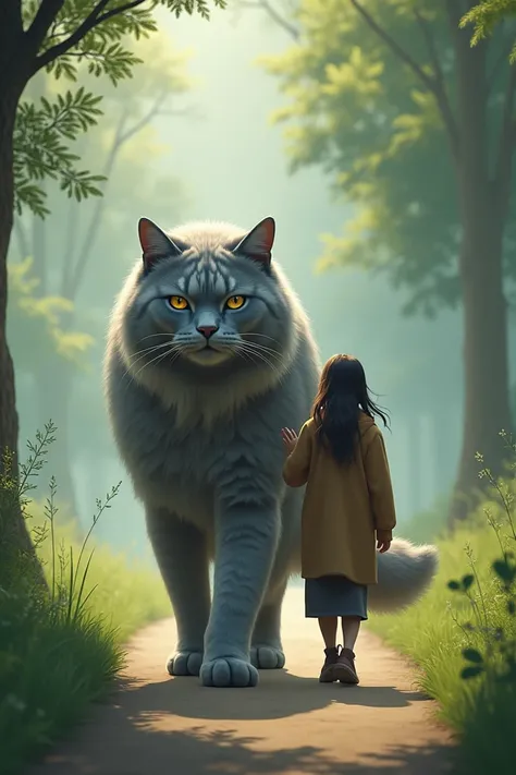 Walking with a big gray cat... 