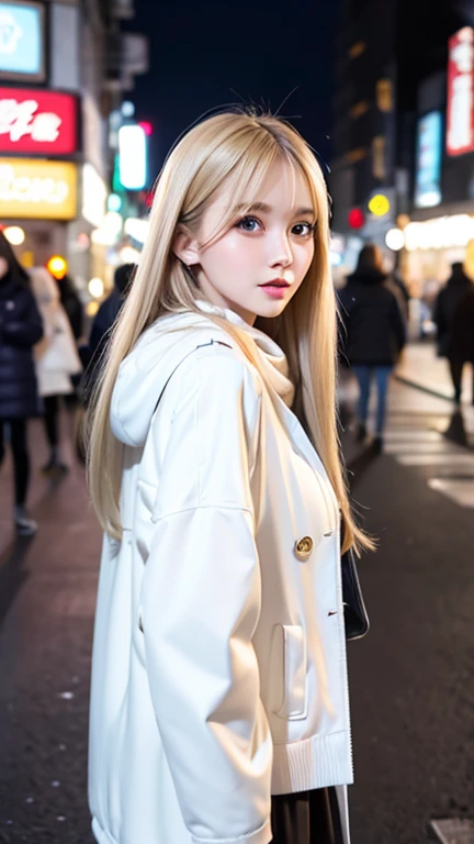 clear, Glossy skin like white porcelain、The wind blows through her hair, blocking her pretty face.、 Cute and sexy, small, beautiful face and big breasts、Winter clothes、Fashionable appearance in plain clothes 、 Recently popular in plain clothes、The Shining,...