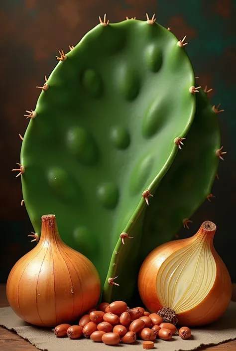 Nopal bean onion