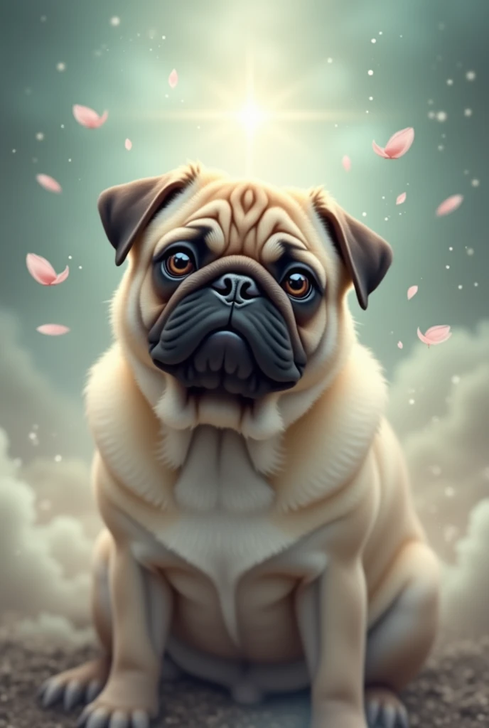 A pug whose spiritual fortune seems to improve