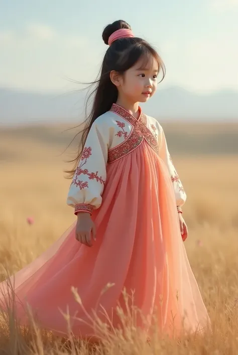 New design of a simple dress for a school project in Mongolia ,very beautiful teen idol, ３ year old girls、Mongolian steppe、