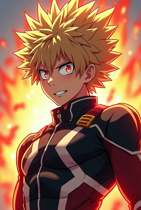 Katsuki Bakugou in My Hero Academia art style. 