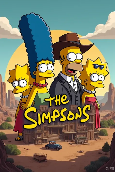 A logo where it is written  " die Simpsons X Red dead redemption " In the background, the world of Simpsons and beyond RDR2