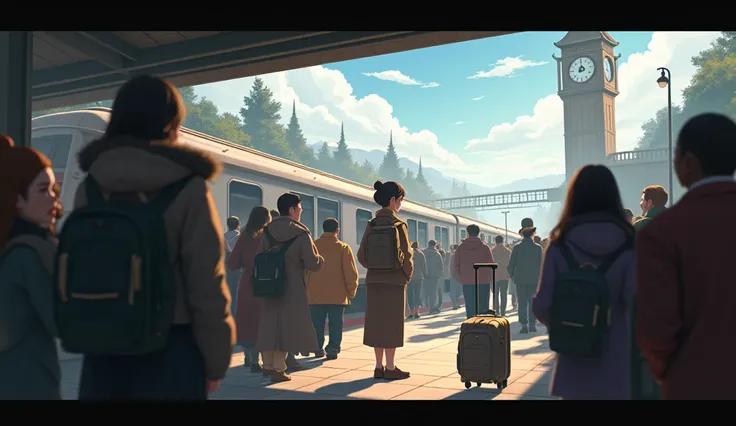 3D Style: and the crowd saying goodbye at the station

On the platform of the station, ， Lin Ran watched the crowd watching the background of her departure safely。 Surrounding passengers dragging their luggage 、Hug and say goodbye to family ， The backgroun...