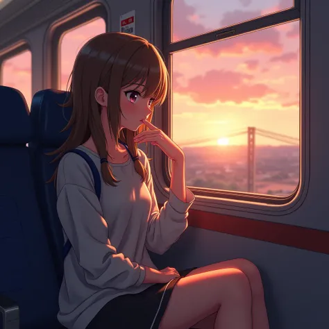  Anime Drawing of a Sitting Girl Staring Out of a Train Window],  Beautiful Anime Portraits , Portrait of Rofi at a window,  beautiful anime girl, Portrait of Rofi, LOFI Girl, Anime Portrait of a Girl , Works in the style of Gweiß,  high quality portrait ,...