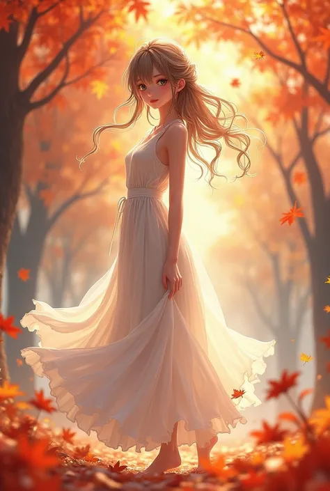 REART Autumn 🍁 Cecilia von Miller style fantasy wallpaper 3D animation best quality masterpiece 8k wallpaper 8k HD graphics White dress girl anime style portrait CG Art 