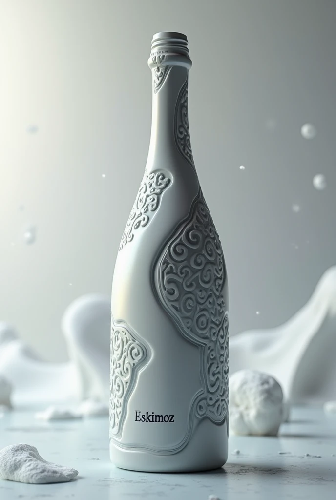 Virtual wine bottle in an original Eskimo shape with an Eskimoz label 