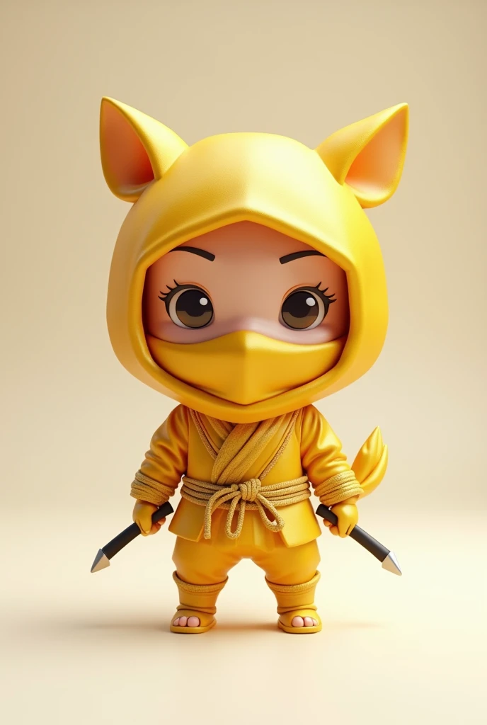  cute、Golden、 in the form of a ninja、 standing