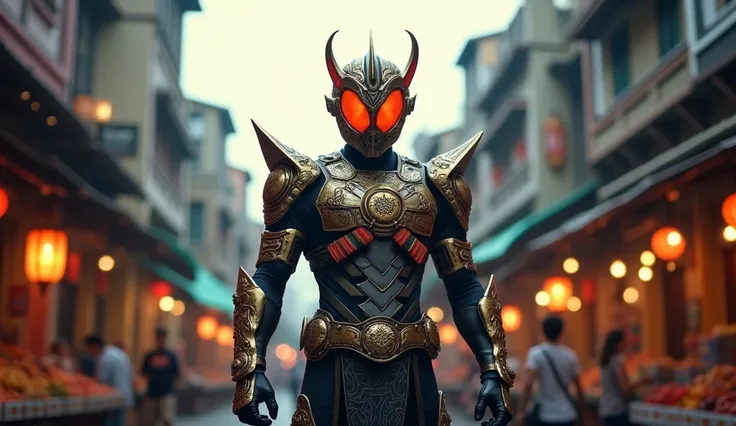 Kamen Rider, bali, bali warrior style, di kota Indonesia, foto full body