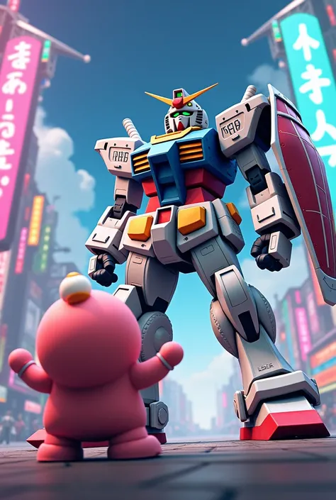 labubu popmart fight with gundam