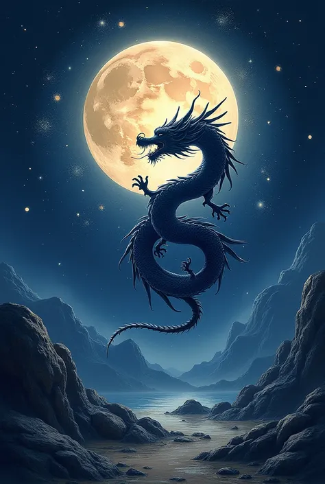 moon読命　 Dragon　moon　 navy blue　soil　gold　white　nature　Healing　 soft　 smoothly　delicate　 black eyes　 kind　truth　like　universe　yin and yang　Integration　可likeい　ball　Light　（kcs358 tsukuyomi healing）　Six layers 