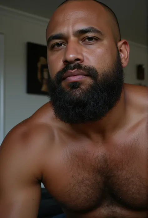 8K Very Best Highest Realistic Quality very Realistic real 8K very detailed highly intricate photorealistic very real realistic highly detailed very close-up photo of a Very handsome bearded and rugged hairy burly chubby thick african american black bald m...