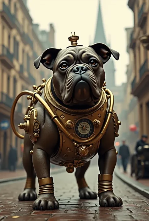 mechanical english bulldog, victorian age, steampunk