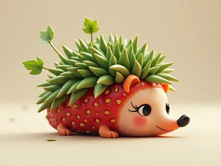 Strawberries are being transformed into a hedgehog before our eyes