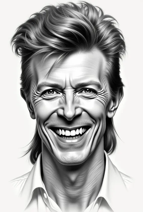 David Bowie drawing smiling 